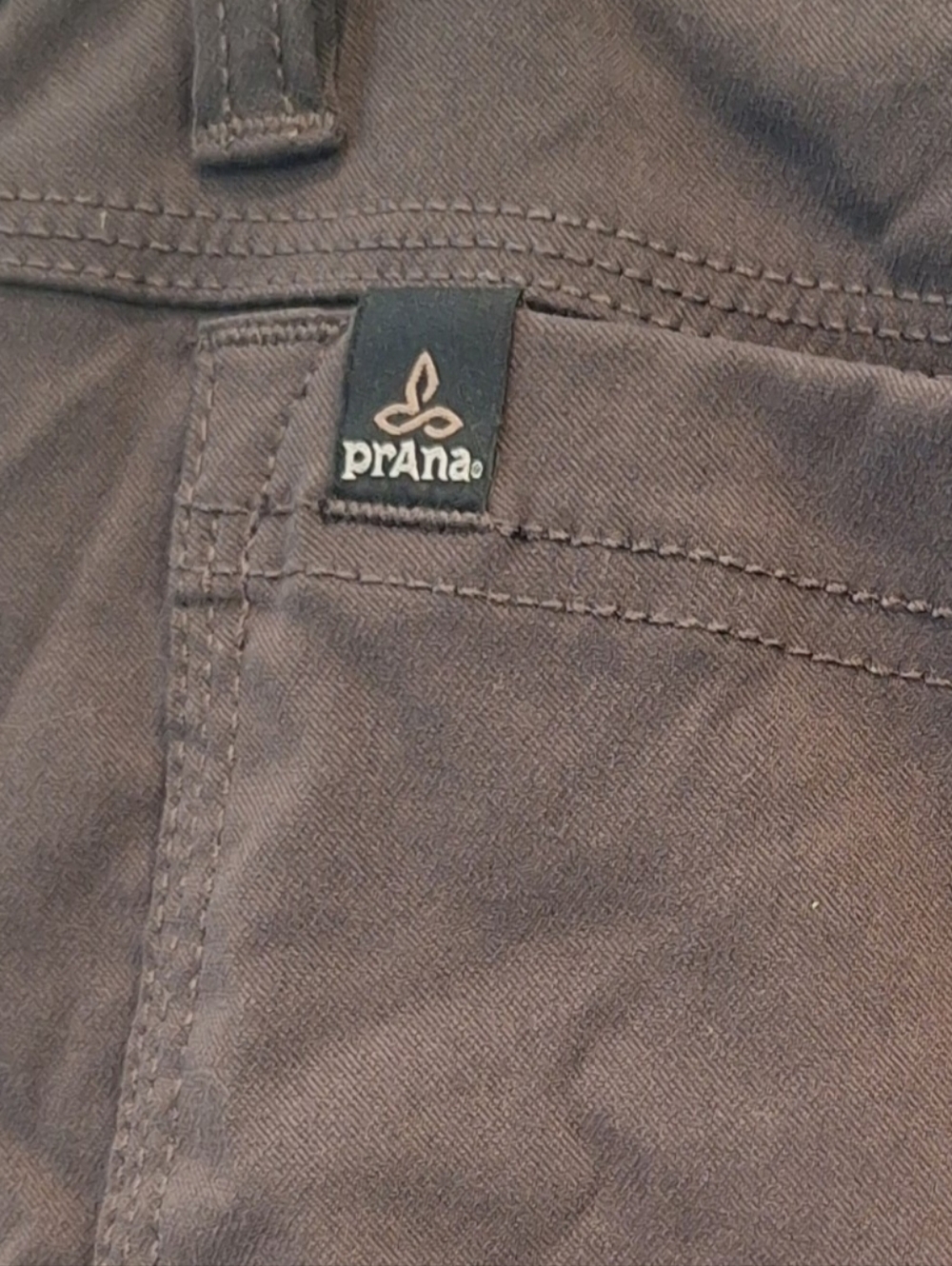 Prana Stretch Zion Straight Pants Hiking Belt Roll Snap Up 32x34 Mens Grey